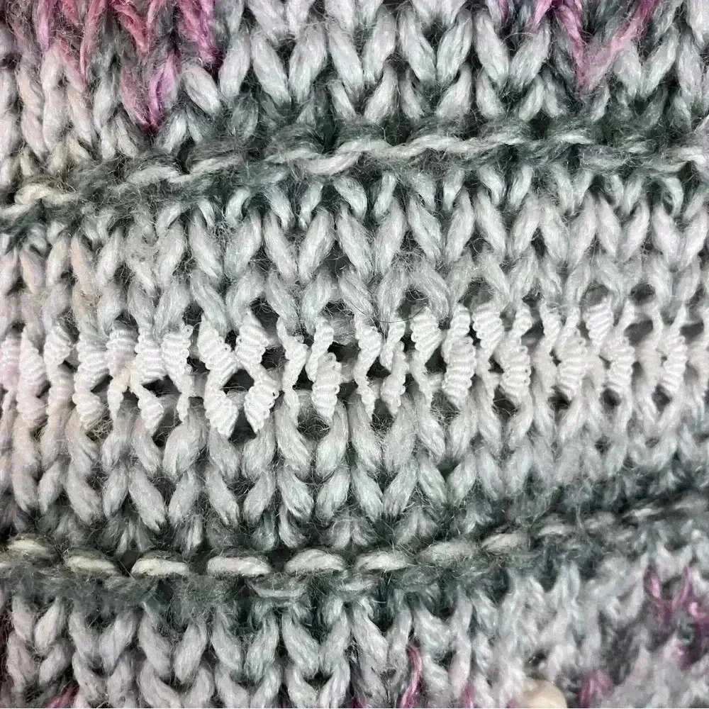 Women's hand-knit Sz.L Striped Sweater with beads Cottagecore 90s/Y2K - Picture 4 of 5